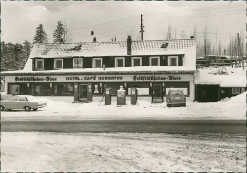 Ansichtskarte Bonn Hotel - Café Hubertus mit Tankstelle, Autos 1960