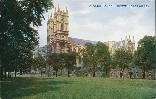 Postcard London Westminster Abbey Park and Garden Site 1920