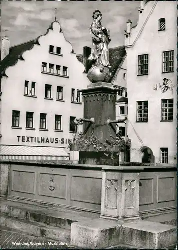 Ansichtskarte Wemding Ortsansicht Marktplatz mit Texithaus Geschäft 1960