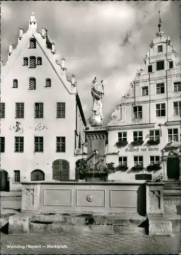 Ansichtskarte Wemding Ortsansicht Marktplatz mit Gasthof Zur Krone 1960