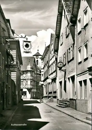 Ansichtskarte Lauda Rathausstraße Lauda/Tauber mit Gaststätte Zur Rose 1960