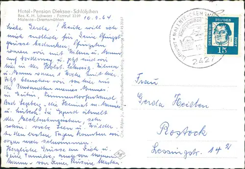 Bad Malente-Gremsmühlen-Malente Partie am Hotel - Pension  1964