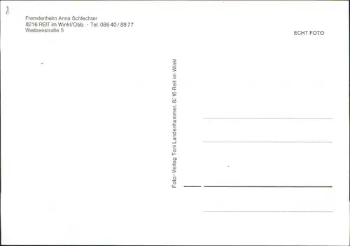 Ansichtskarte Reit im Winkl Fremdenheim Anna Schlechter Weitseestraße 5 1960
