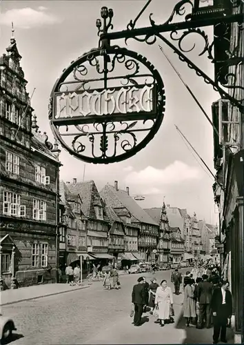 Hameln Osterstraße Personen Rummel vor Apotheke, Geschäfte 1960