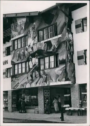 Ansichtskarte Garmisch-Partenkirchen bemaltes Haus - Geschäfte 1965