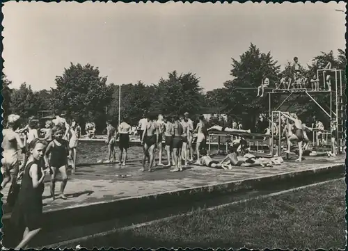 Ansichtskarte Landau in der Pfalz Schwimmbad Franz Besatzung 1949