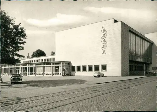 Ansichtskarte Mönchengladbach Hallenbad - Autos 1956