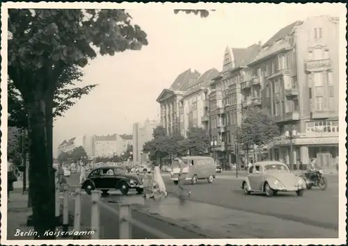 Ansichtskarte Charlottenburg-Berlin Kaiserdamm VW Käfer Beetle Bulli 1962