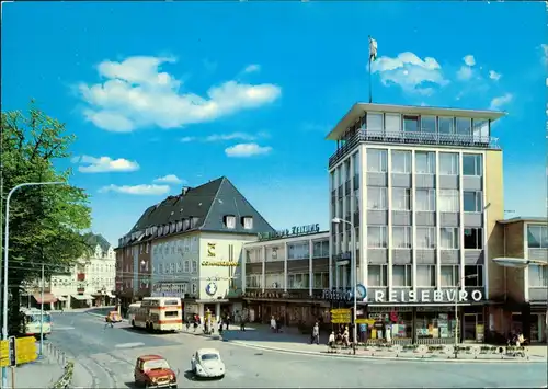 Moers Am königl. Hof, Verkehr Auto VW Käfer Bus, Reisebüro 1977