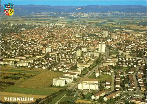 Ansichtskarte Viernheim Luftbild Panorama vom Flugzeug aus 1975