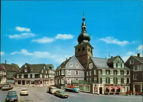 Lennep-Remscheid Alter Markt, Autos ua. VW Bulli Café Conditorei Geschäfte 1970