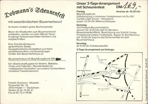 godelheim-Höxter (Weser) Dohmann Scheunenfest, Unterkunft Hotel Gasthaus 1970