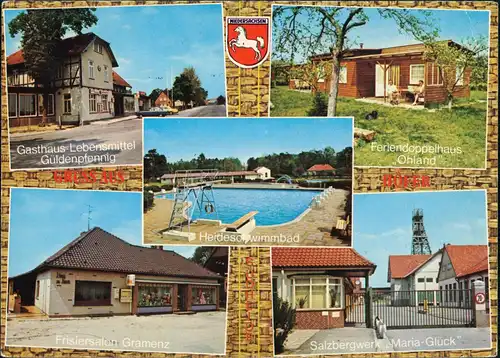 Gasthaus Güldenpfennig, Friseur Gramenz,   Salzbergwerk Maria Glück 1980