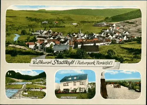 Stadtkyll Gasthaus Haus Michels, Schwimmbad, Gesamtansicht des Dorfes 1960