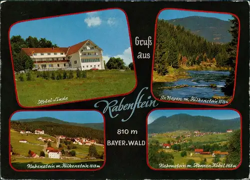 Rabenstein-Zwiesel Mehrbild-AK 4 Ansichten ua. Hotel Pension  Hellmann 1970
