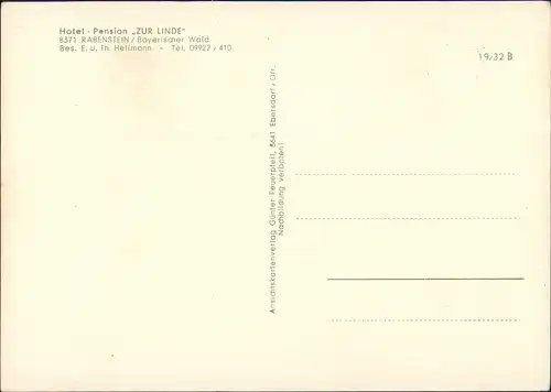 Rabenstein-Zwiesel Mehrbild-AK 4 Ansichten ua. Hotel Pension  Hellmann 1970