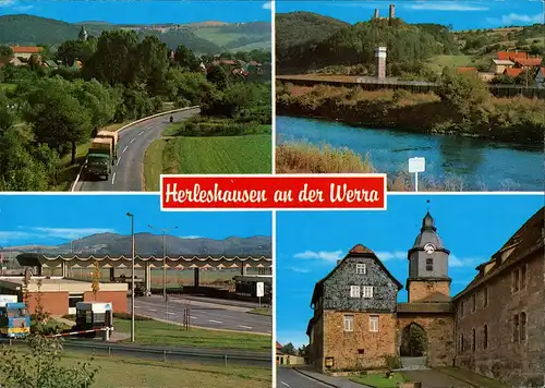Herleshausen Mehrbild-AK Grenze Kontrollstelle BRD-DDR, Burg, Werra Partie 1980