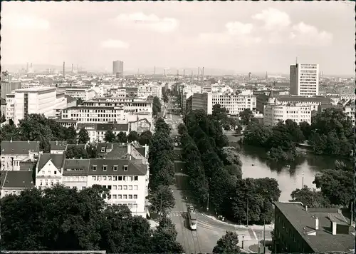 Düsseldorf Blick auf Graf Adolf Platz Schwanenspiegel 1961