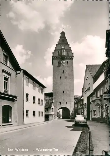 Ansichtskarte Bad Waldsee Straße, Auto - Gasthaus Wurzacher Turm 1961