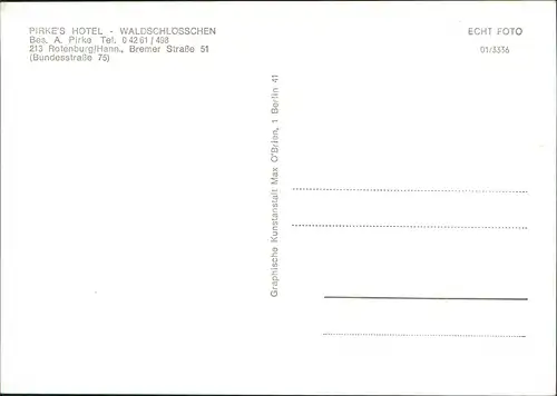 Ansichtskarte Rotenburg (Wümme) PIRKE'S HOTEL - WALDSCHLOSSCHEN 2 Bild 1961