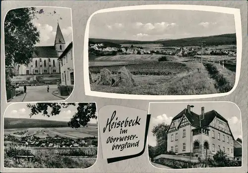 Ansichtskarte Heisebeck-Oberweser 4 BIld: KIrche, Straße 1973