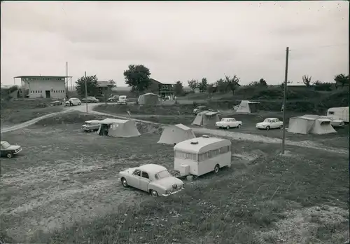 Ansichtskarte Freudenstadt Campingplatz Wohnwagen Zelte Autos 1964