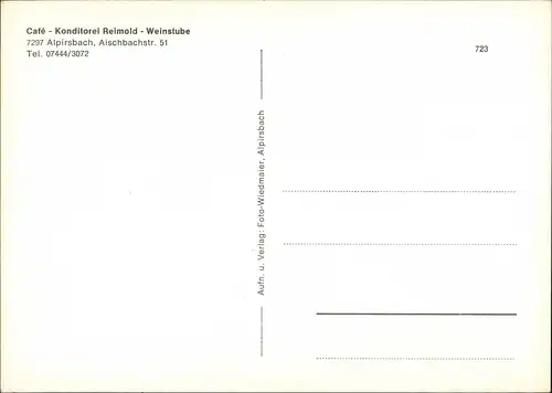 Alpirsbach Café Konditorei Weinstube REIMOLD Aischbachstrasse 1970