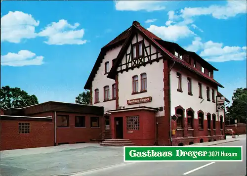 Ansichtskarte Husum Gasthaus Dreyer Gaststätte Strassen Partie 1970