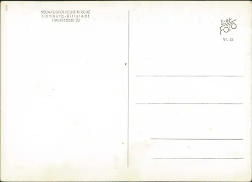 Ansichtskarte Billstedt NEUAPOSTOLISCHE KIRCHE Hauskoppel 20 1956