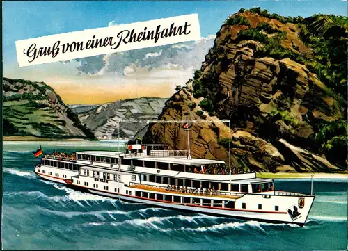 Ansichtskarte Sankt Goar Leporello Rheinschiff Berlin - Burgen 1979 Leporello