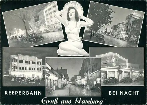 Ansichtskarte St. Pauli-Hamburg Mehrbild Reeperbahn bei Nacht 1964