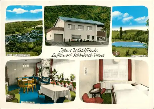 Schönbach-Herborn Pension Haus Waldfriede Bes. M. Unnewehr, Mehrbild-AK 1970