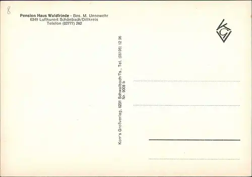Schönbach-Herborn Pension Haus Waldfriede Bes. M. Unnewehr, Mehrbild-AK 1970