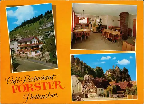 Pottenstein Café Restaurant FORSTER Pension, Mariental Fränk. Schweiz 1975