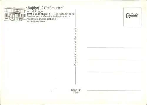 Sendenhorst Gaſthof Waldmutter Inh. M. Kogge Außen-/Innenansichten 1979