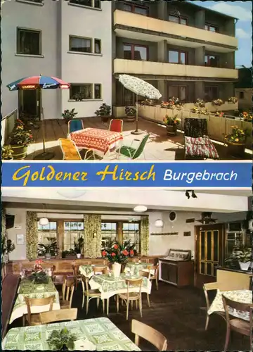 Burgebrach Gasthof GOLDENER HIRSCH, Außen & Innen, Speisehaus Tanz-Café 1970