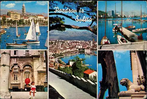 Ansichtskarte Split Split Pozdrav iz Splita/Hafen, Kind mit roten Ballon 1973