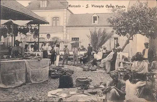 Postcard São Vicente (Kap Verde) Mercado/Markttreiben 1915