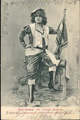 Ansichtskarte  Portrait mit Frau und Reichskriegsflagge Elisa Senthal 1903 
