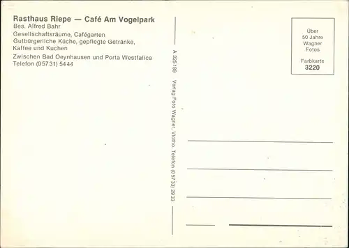 Bad Oeynhausen Rasthaus Riepe - Café Am Vogelpark Bes. Alfred Bahr 1975