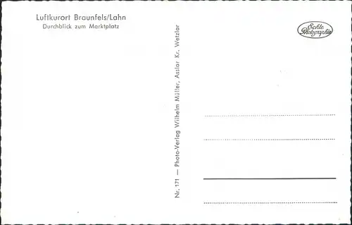 Ansichtskarte Braunfels (Lahn) Durchblick zum Markt - Autos 1962