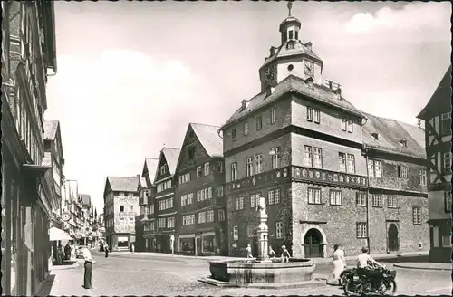 Ansichtskarte Herborn Marktplatz, Motorrad 1961