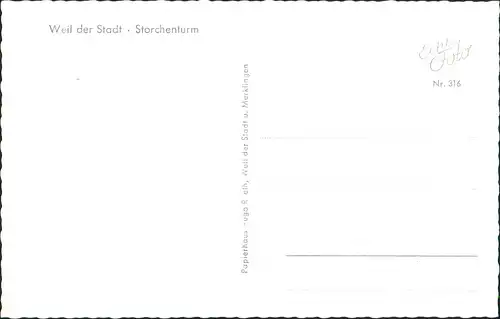 Ansichtskarte Weil der Stadt Storchennest 1962