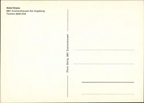 Ansichtskarte Zusmarshausen Hotel Krone Außen- & Innenansicht 1970