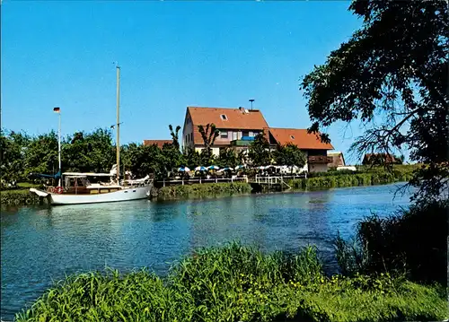 Königreich (Jork) Gaststätte Johann Hintze mit Schiffsanlegestelle 1975