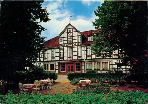 Ansichtskarte Hermannsburg Völkers Hotel Wirtschaft mit Garten-Lokal 1970