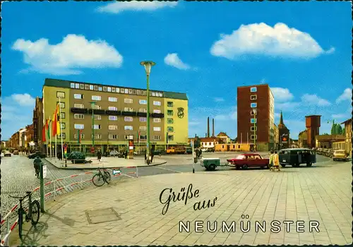 Ansichtskarte Neumünster Bahnhofsplatz VW Bulli 1971