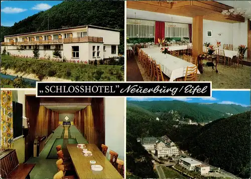 Neuerburg Restaurant SCHLOSSHOTEL Pension, Kegelbahn, Mehrbild-AK 1970