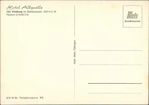 Ansichtskarte Feldberg (Schwarzwald) Hotel Albquelle 1981