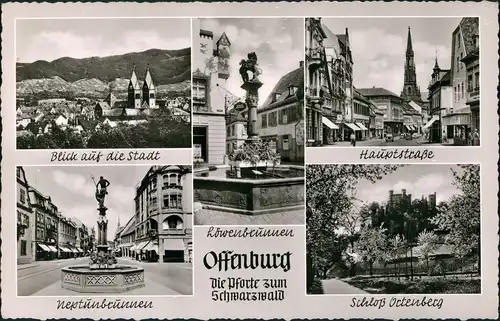 Ansichtskarte Offenburg Hauptstrasse, Neptunbrunnen, Totale 1962